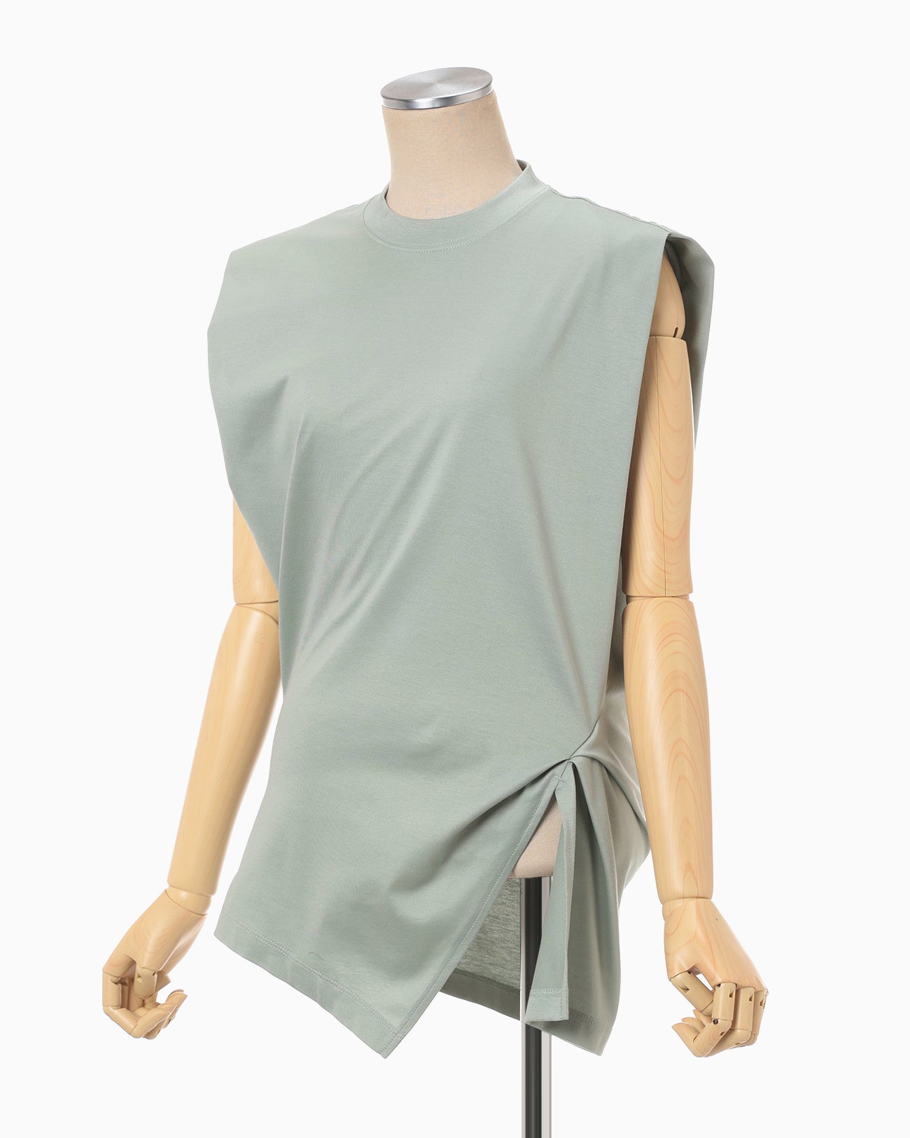 Cotton Jersey Asymmetric Sleeveless Top - grey