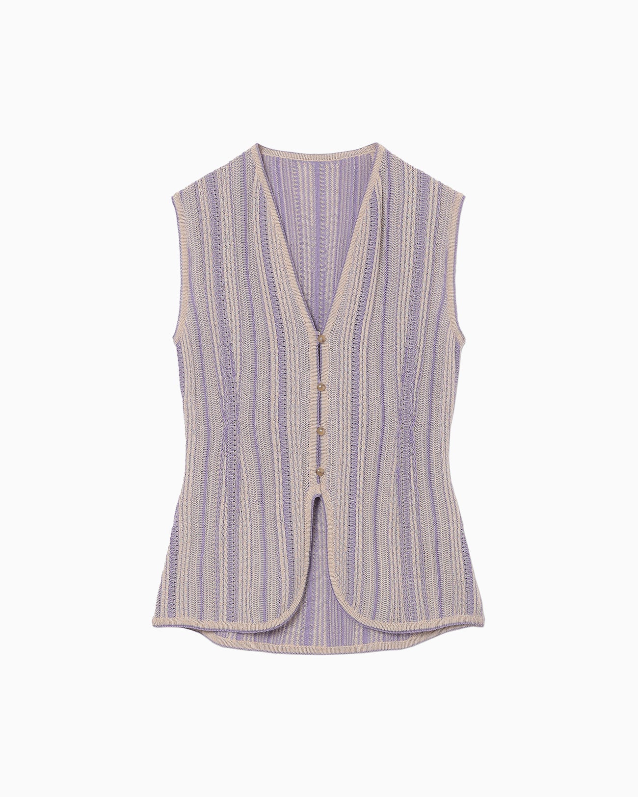 Drop Jacquard Knitted Vest - beige - Mame Kurogouchi