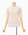 Nature Pattern Sheer Knitted Crew Neck Top - white