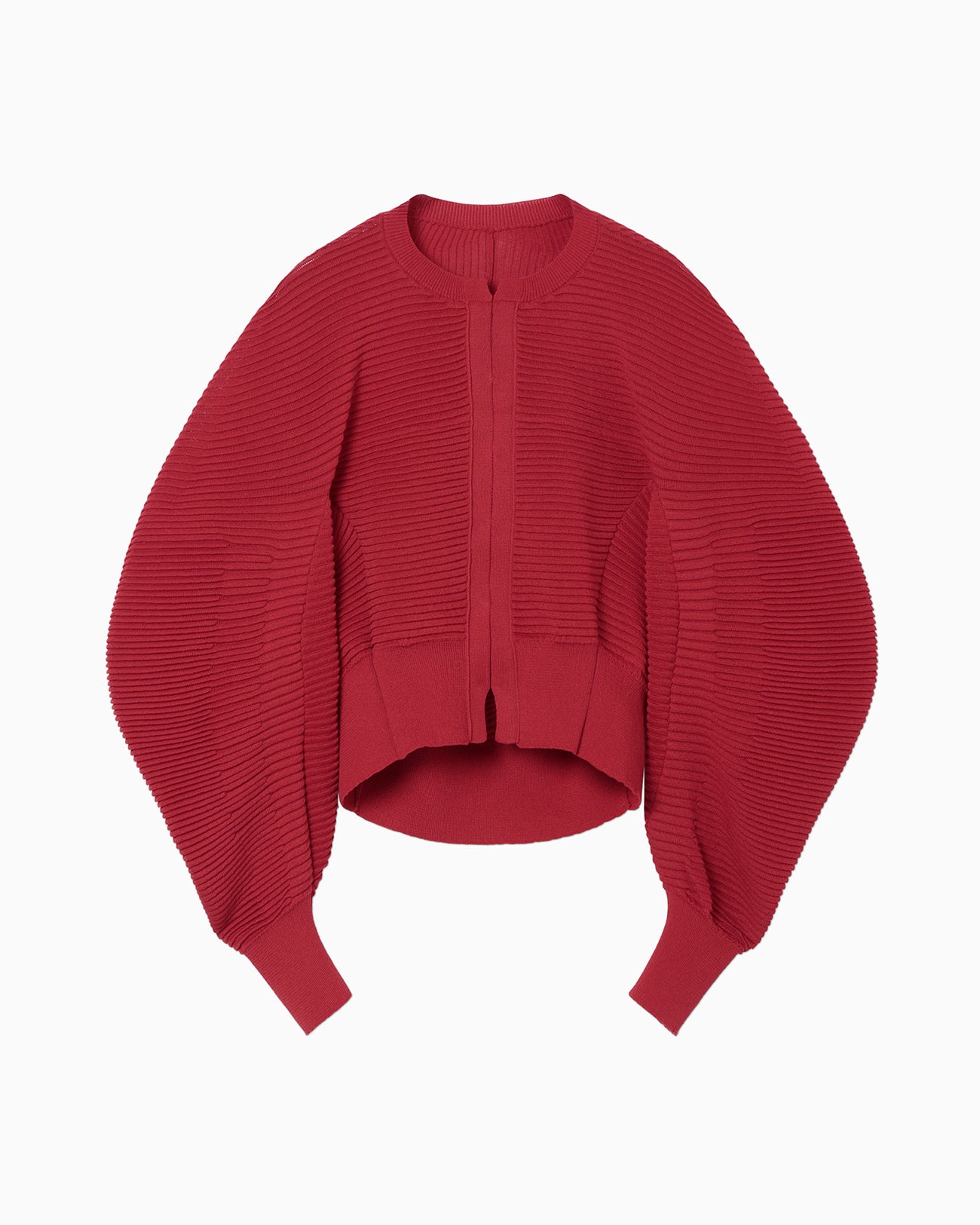 Curved Sleeve Knitted Cardigan - red - Mame Kurogouchi
