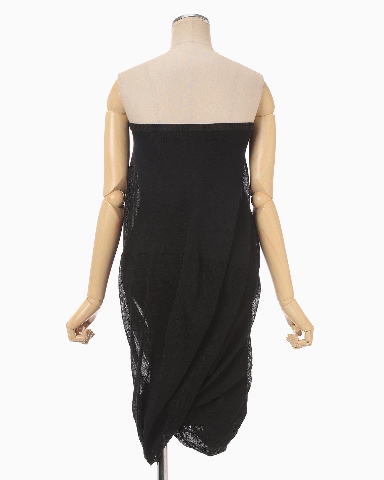 Sheer Draping Knitted Skirt - black