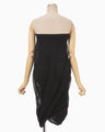 Sheer Draping Knitted Skirt - black