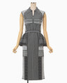Geometric Pattern Knitted Dress - grey