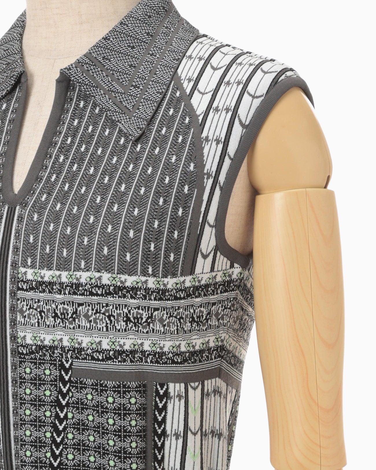 Geometric Pattern Knitted Dress - grey