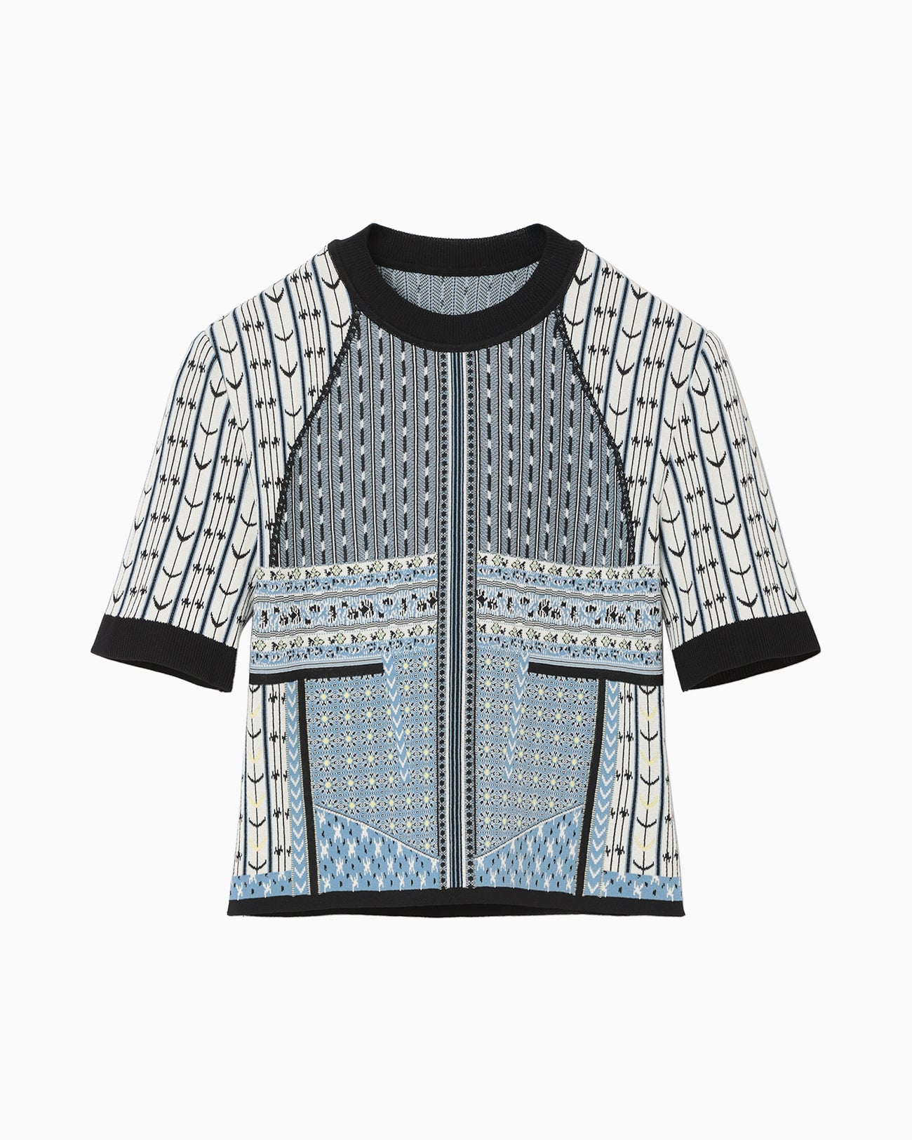 Geometric Pattern Knitted Top - blue - Mame Kurogouchi Geometric Pattern Knitted Top - blue - Mame Kurogouchi