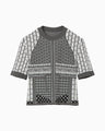 Geometric Pattern Knitted Top - grey