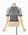 Geometric Pattern Knitted Top - grey