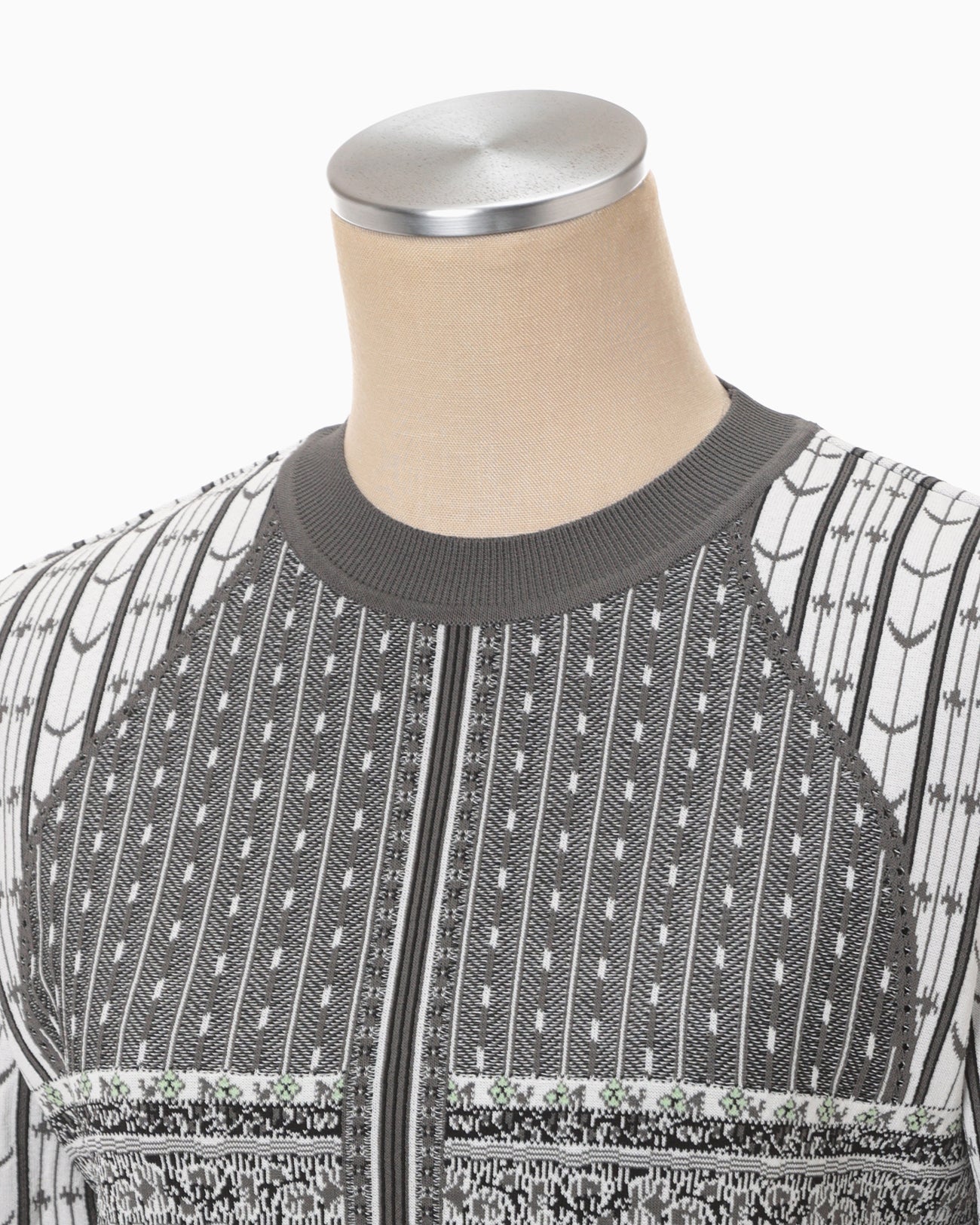 Geometric Pattern Knitted Top - grey