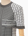 Geometric Pattern Knitted Top - grey