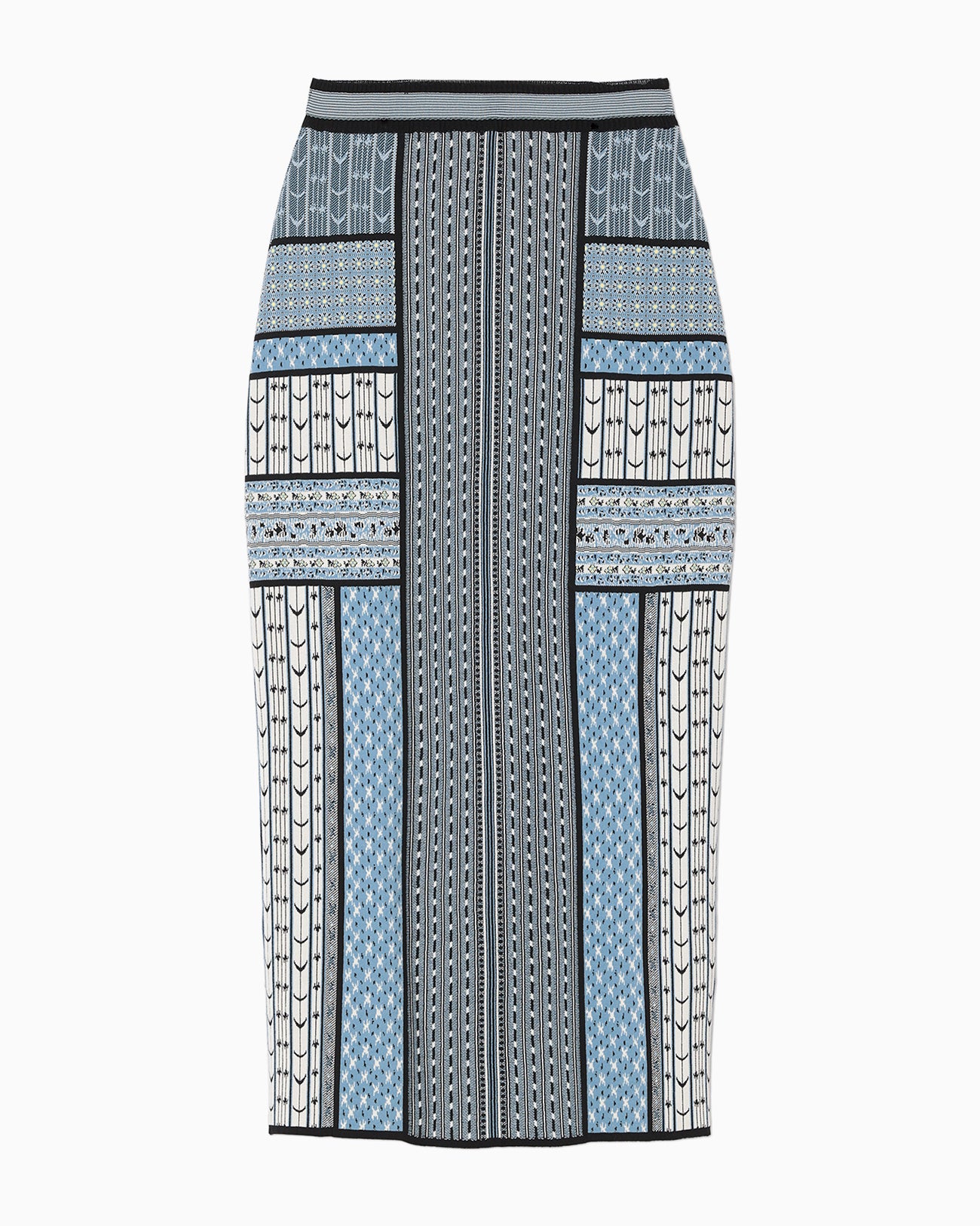 Geometric Pattern Knitted Skirt - blue