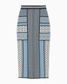 Geometric Pattern Knitted Skirt - blue