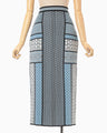 Geometric Pattern Knitted Skirt - blue
