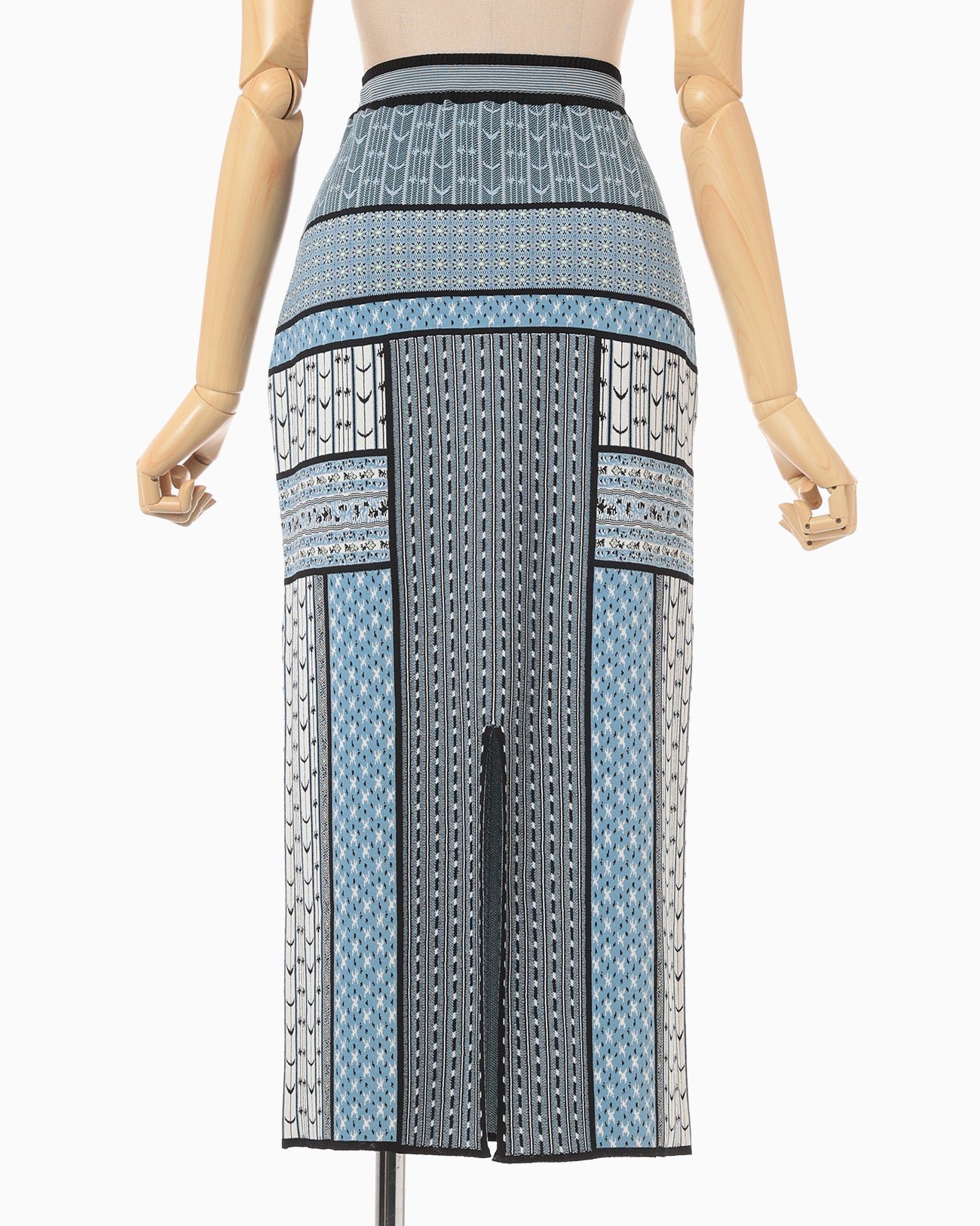 Geometric Pattern Knitted Skirt - blue