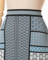 Geometric Pattern Knitted Skirt - blue