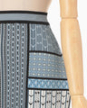 Geometric Pattern Knitted Skirt - blue