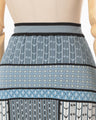 Geometric Pattern Knitted Skirt - blue