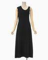Asymmetric Neck Knitted Dress - black