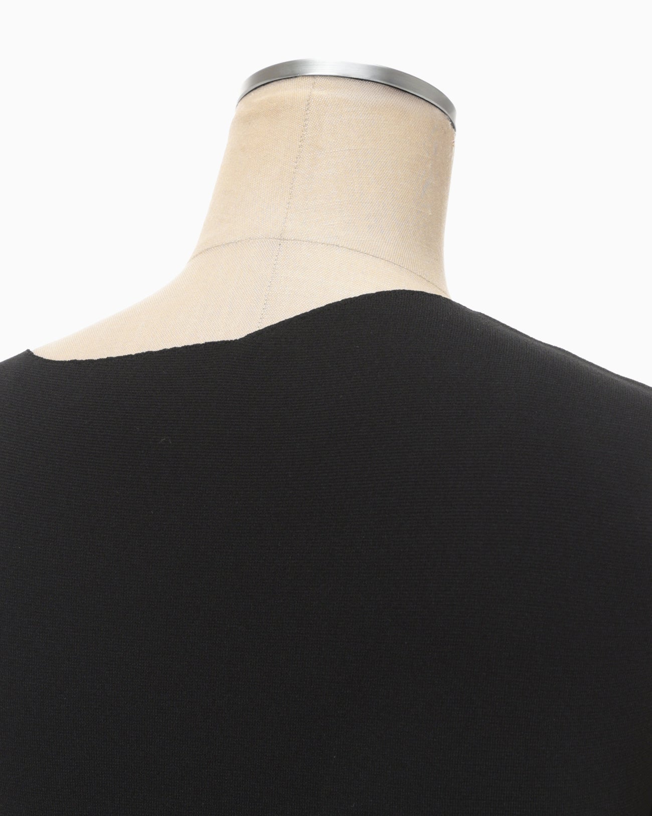 Asymmetric Neck Knitted Dress - black