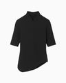 Asymmetric Neck Knitted Top - black