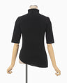 Asymmetric Neck Knitted Top - black