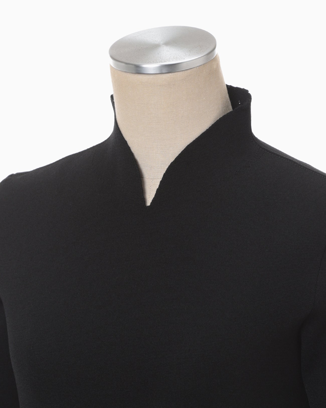 Asymmetric Neck Knitted Top - black