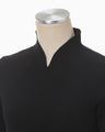 Asymmetric Neck Knitted Top - black