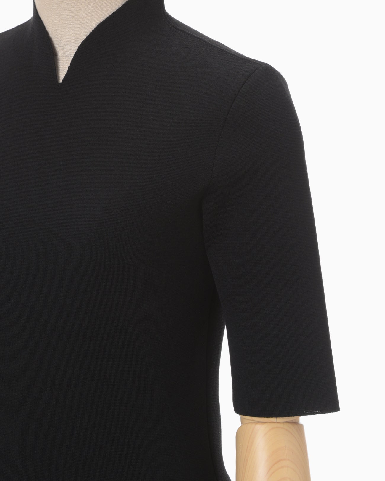 Asymmetric Neck Knitted Top - black