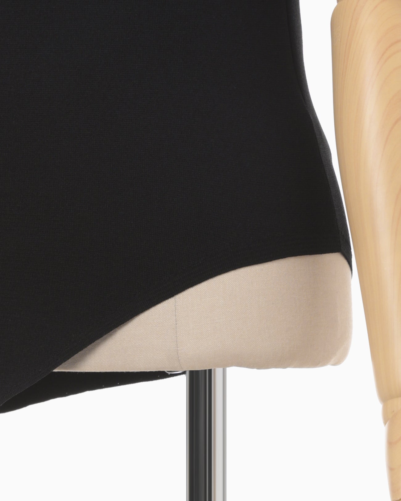 Asymmetric Neck Knitted Top - black