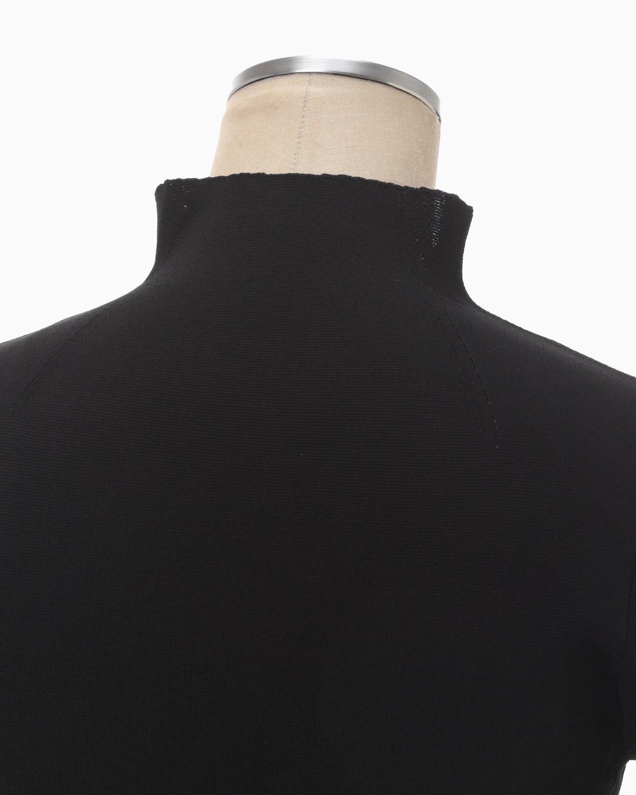 Asymmetric Neck Knitted Top - black