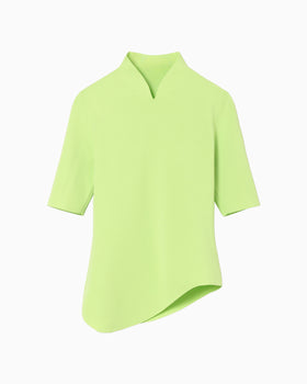 Asymmetric Neck Knitted Top - light green