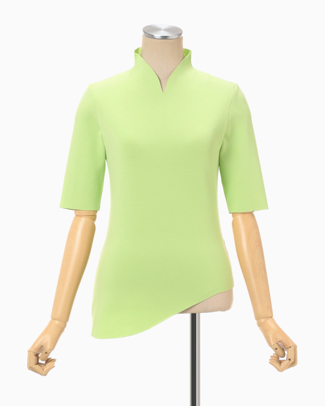 Asymmetric Neck Knitted Top - light green