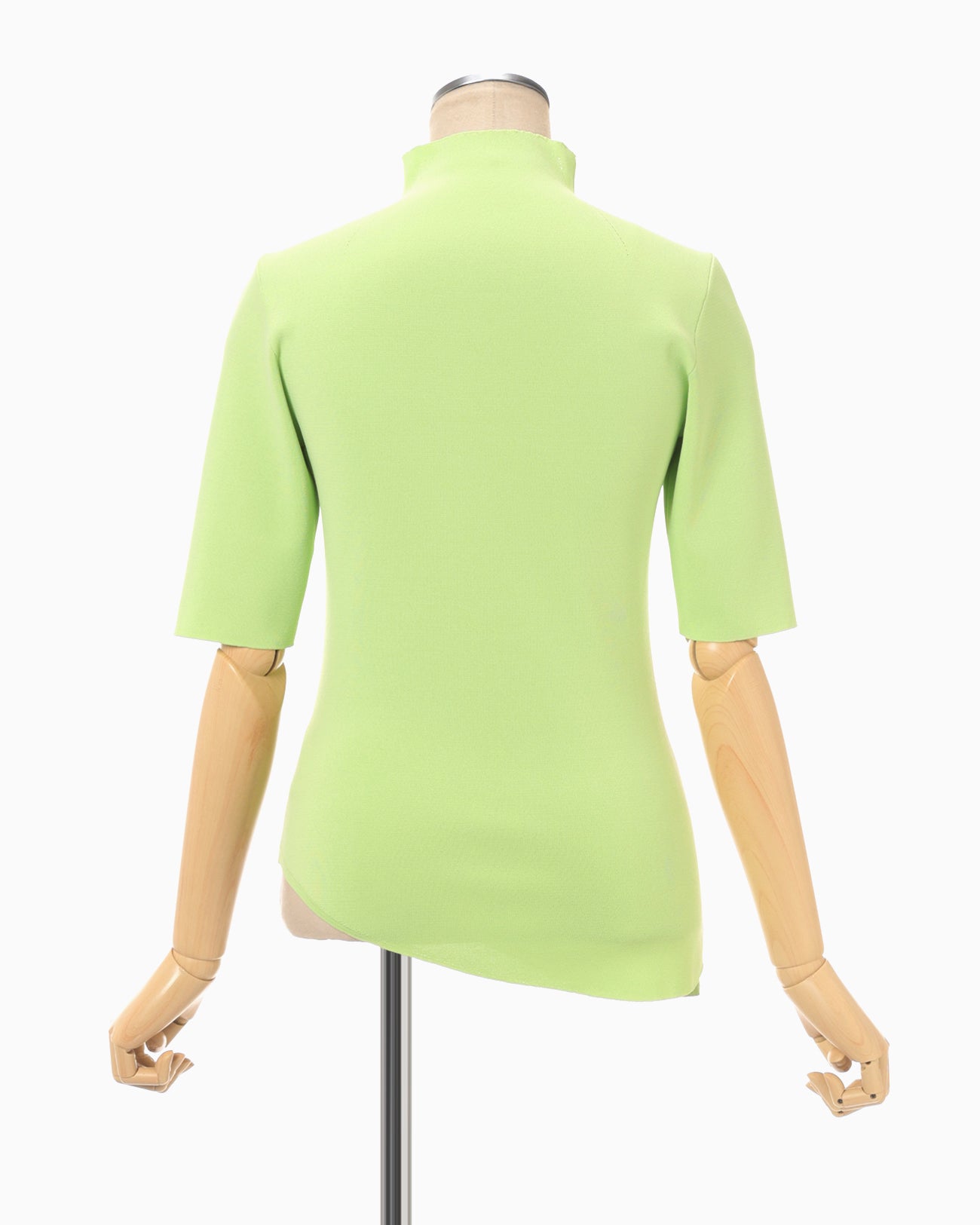 Asymmetric Neck Knitted Top - light green