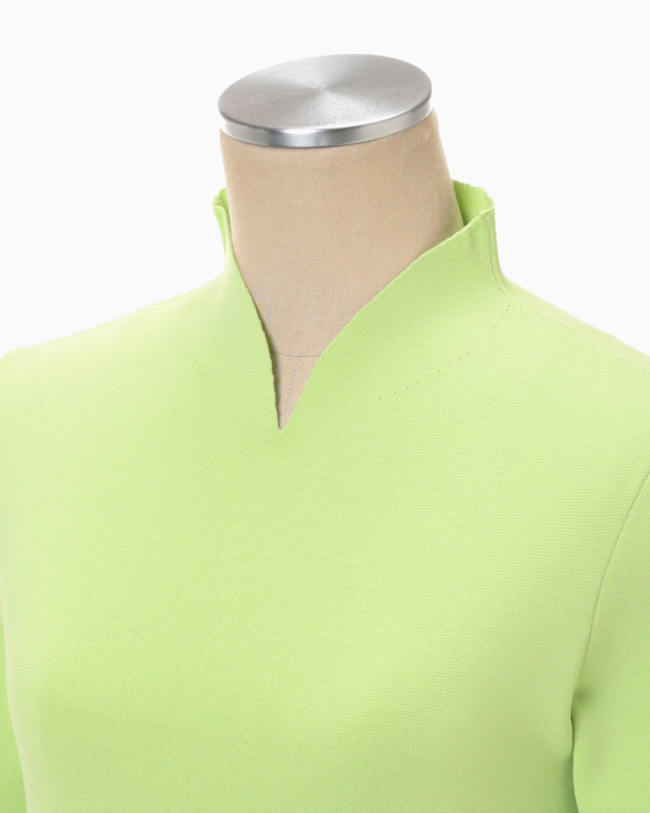 Asymmetric Neck Knitted Top - light green