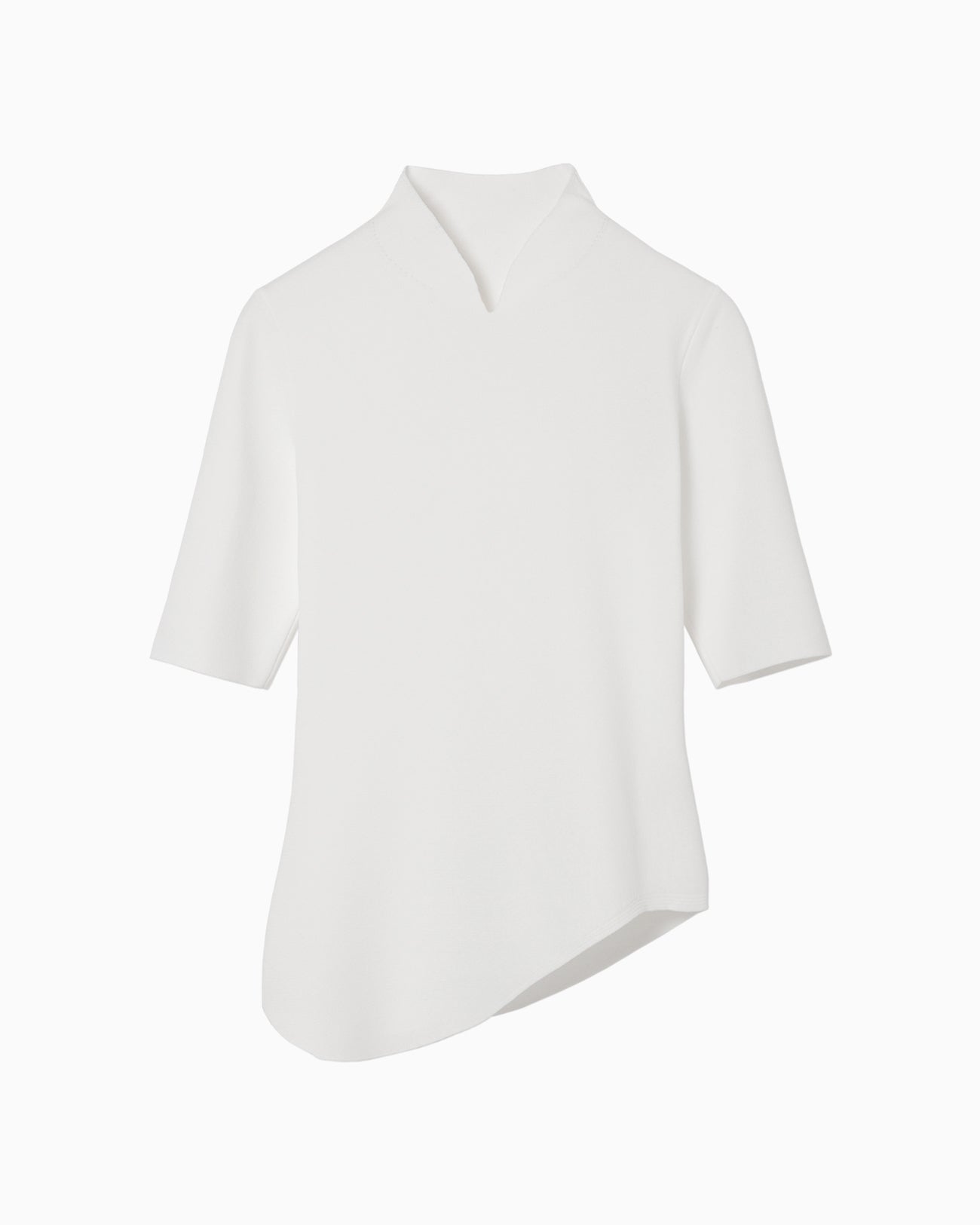 Asymmetric Neck Knitted Top - white