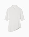 Asymmetric Neck Knitted Top - white