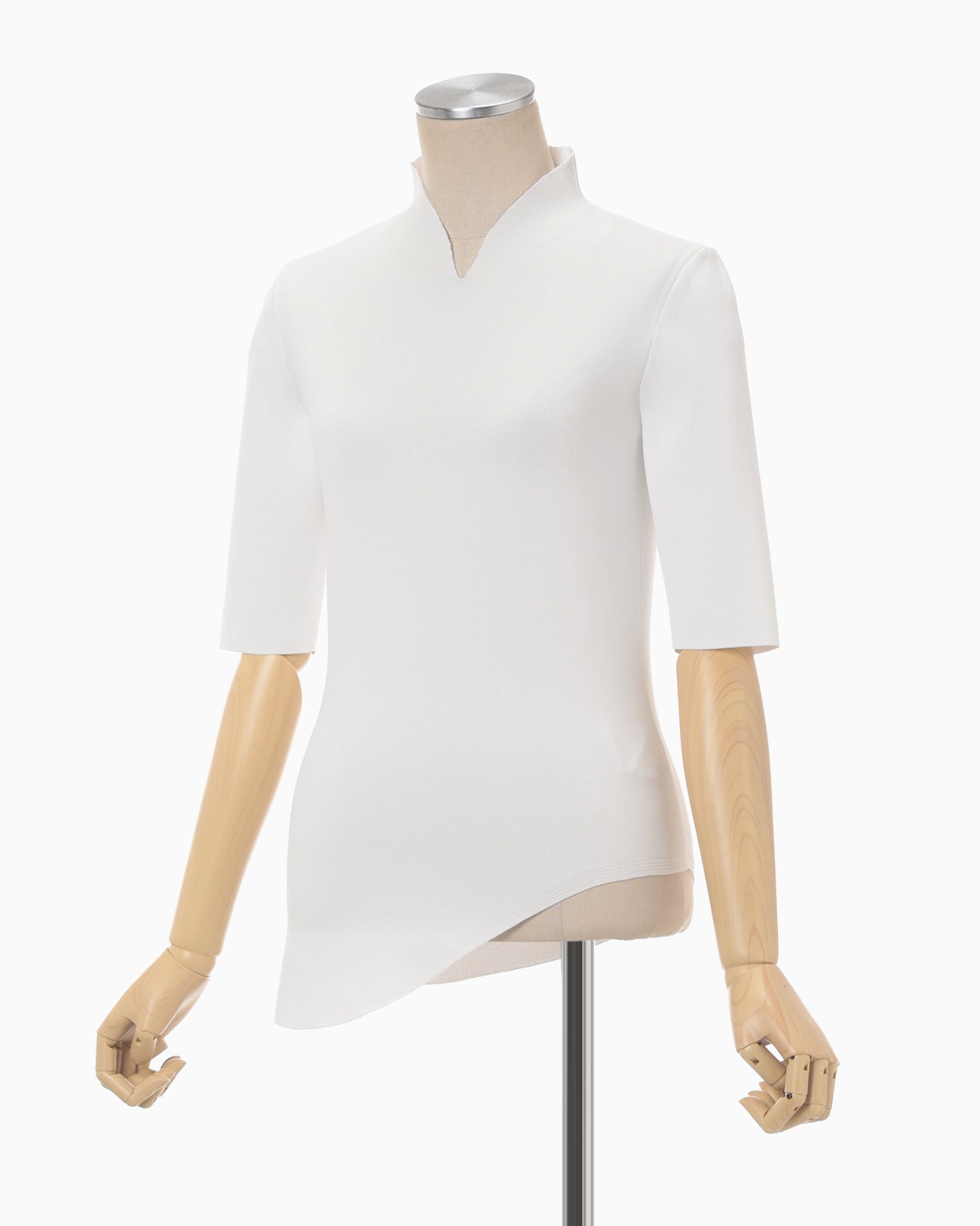 Asymmetric Neck Knitted Top - white