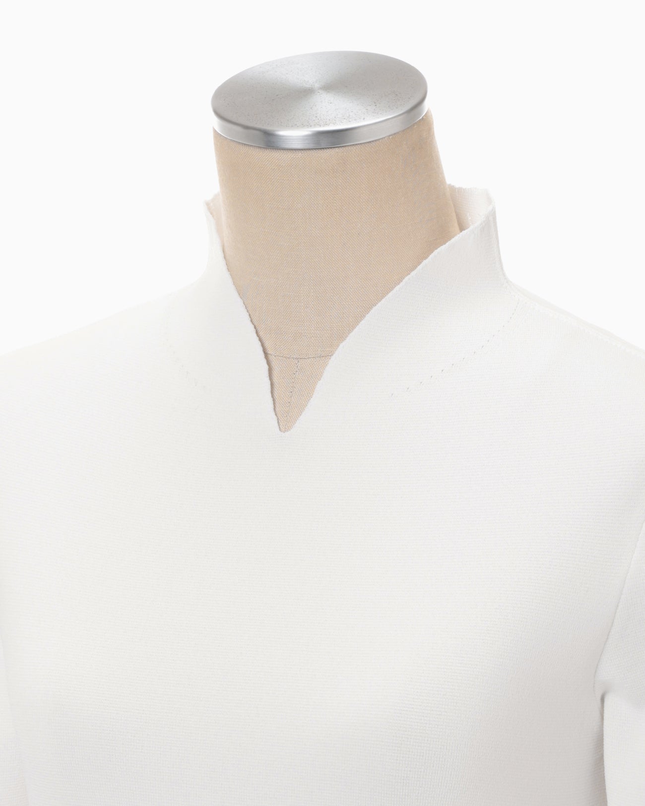 Asymmetric Neck Knitted Top - white