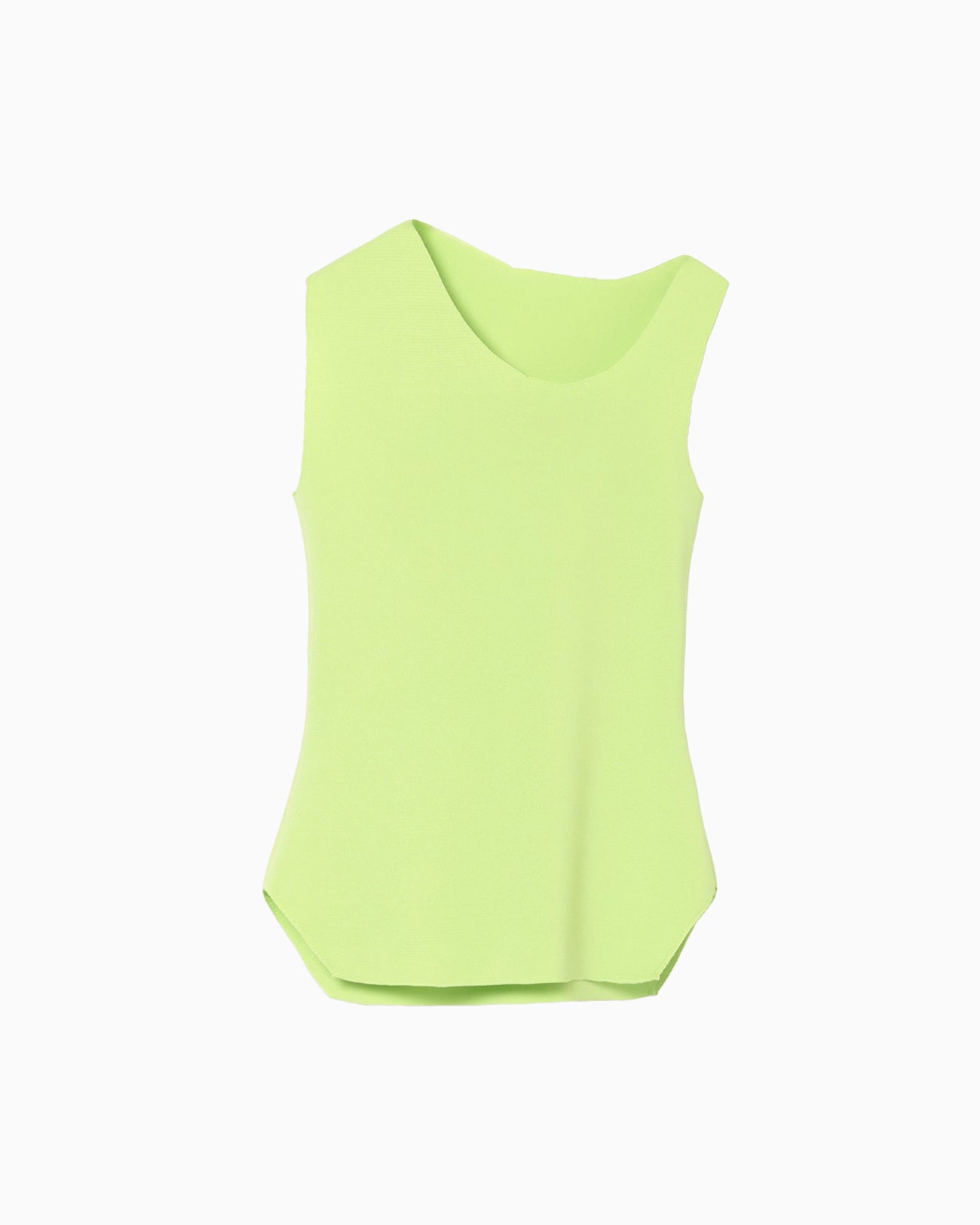 Asymmetric Neck Knitted Sleeveless Top - light green