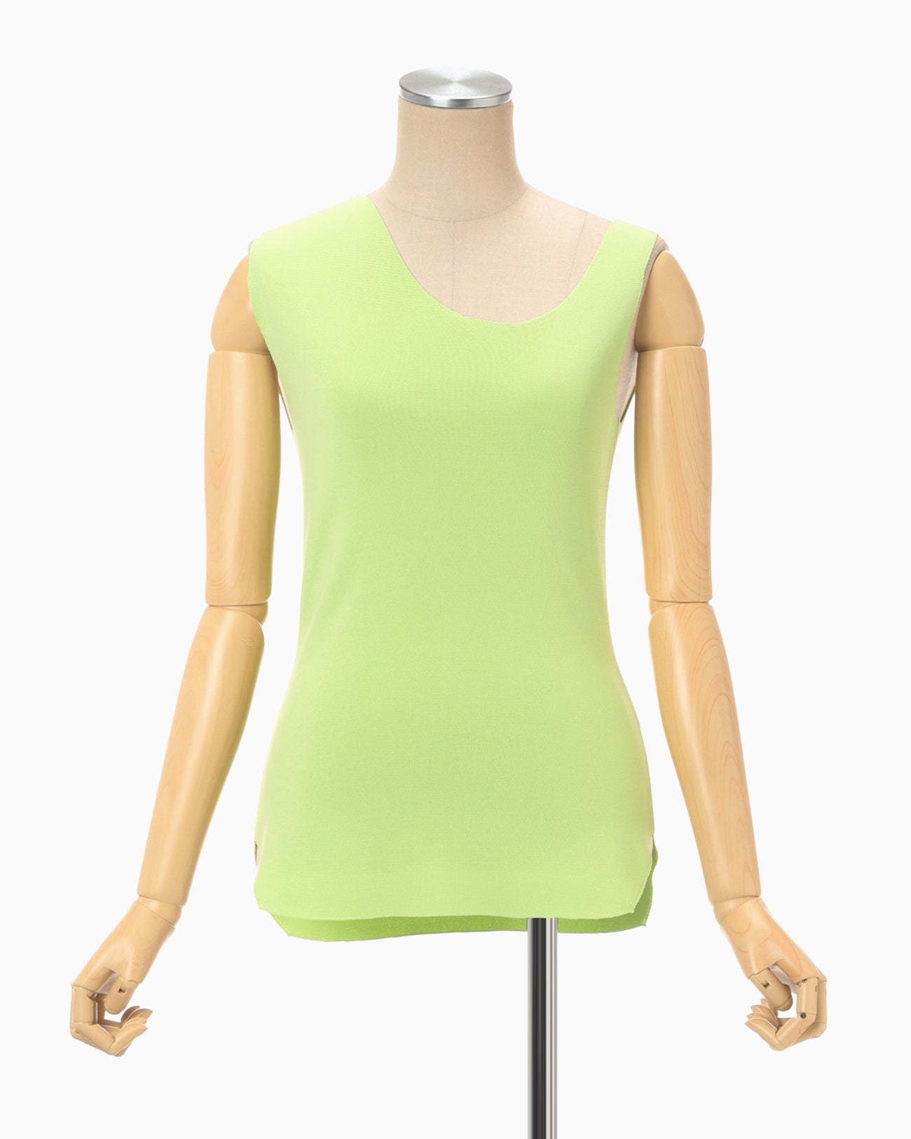 Asymmetric Neck Knitted Sleeveless Top - light green