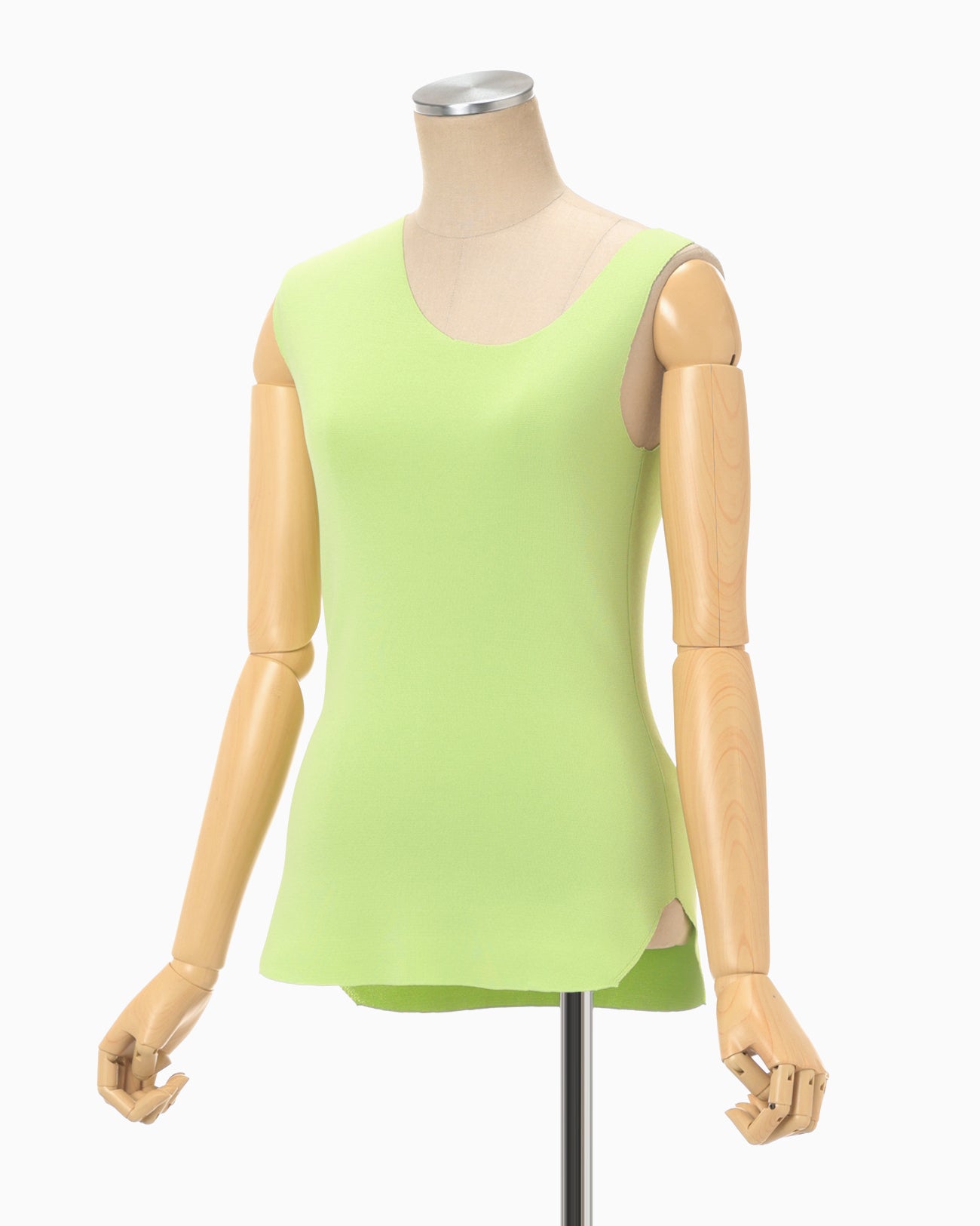 Asymmetric Neck Knitted Sleeveless Top - light green