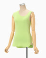 Asymmetric Neck Knitted Sleeveless Top - light green