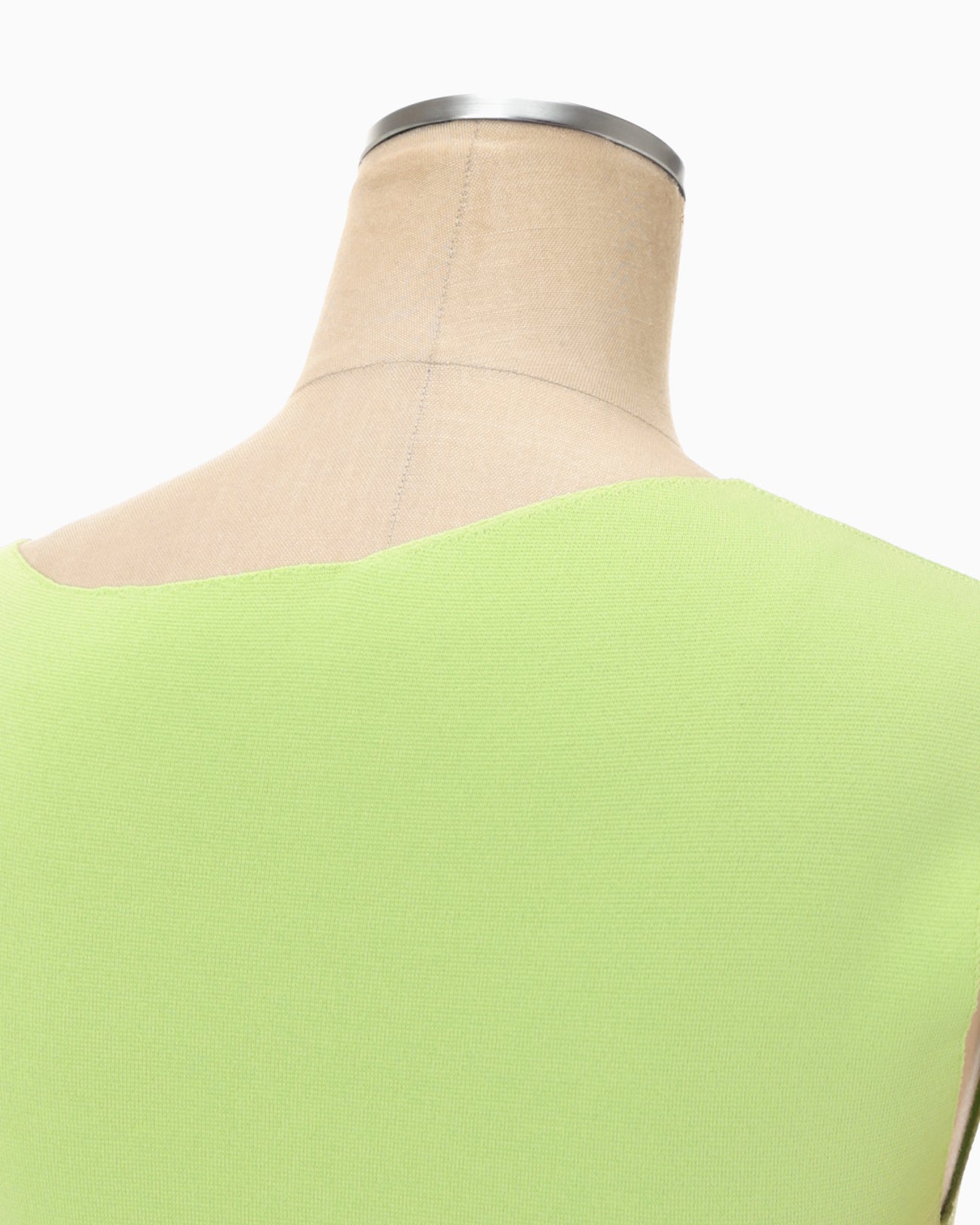 Asymmetric Neck Knitted Sleeveless Top - light green
