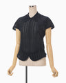 Lace Stripe Knitted Top - navy