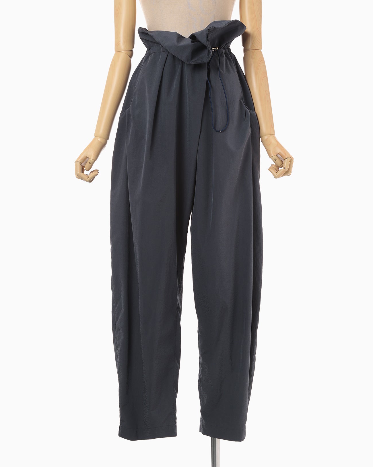 Split Yarn High Waisted Drawstring Trousers - navy - Mame Kurogouchi
