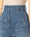 Nature Pattern Jacquard Wide Leg Jeans - blue