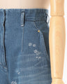 Nature Pattern Jacquard Wide Leg Jeans - blue