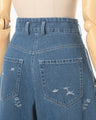 Nature Pattern Jacquard Wide Leg Jeans - blue