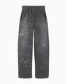 Nature Pattern Jacquard Wide Leg Jeans - grey