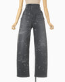 Nature Pattern Jacquard Wide Leg Jeans - grey