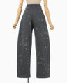 Nature Pattern Jacquard Wide Leg Jeans - grey